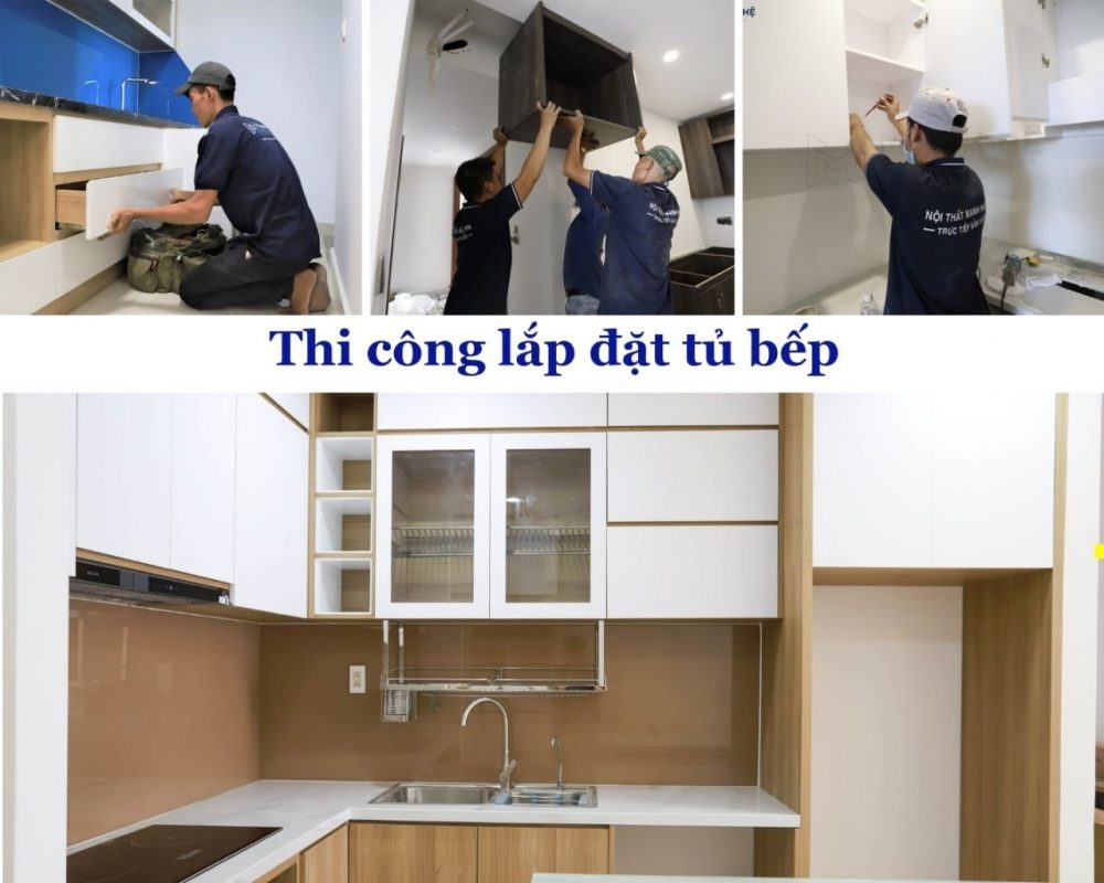 thi công nội thất phòng bếp của nhà phố & nhà ống